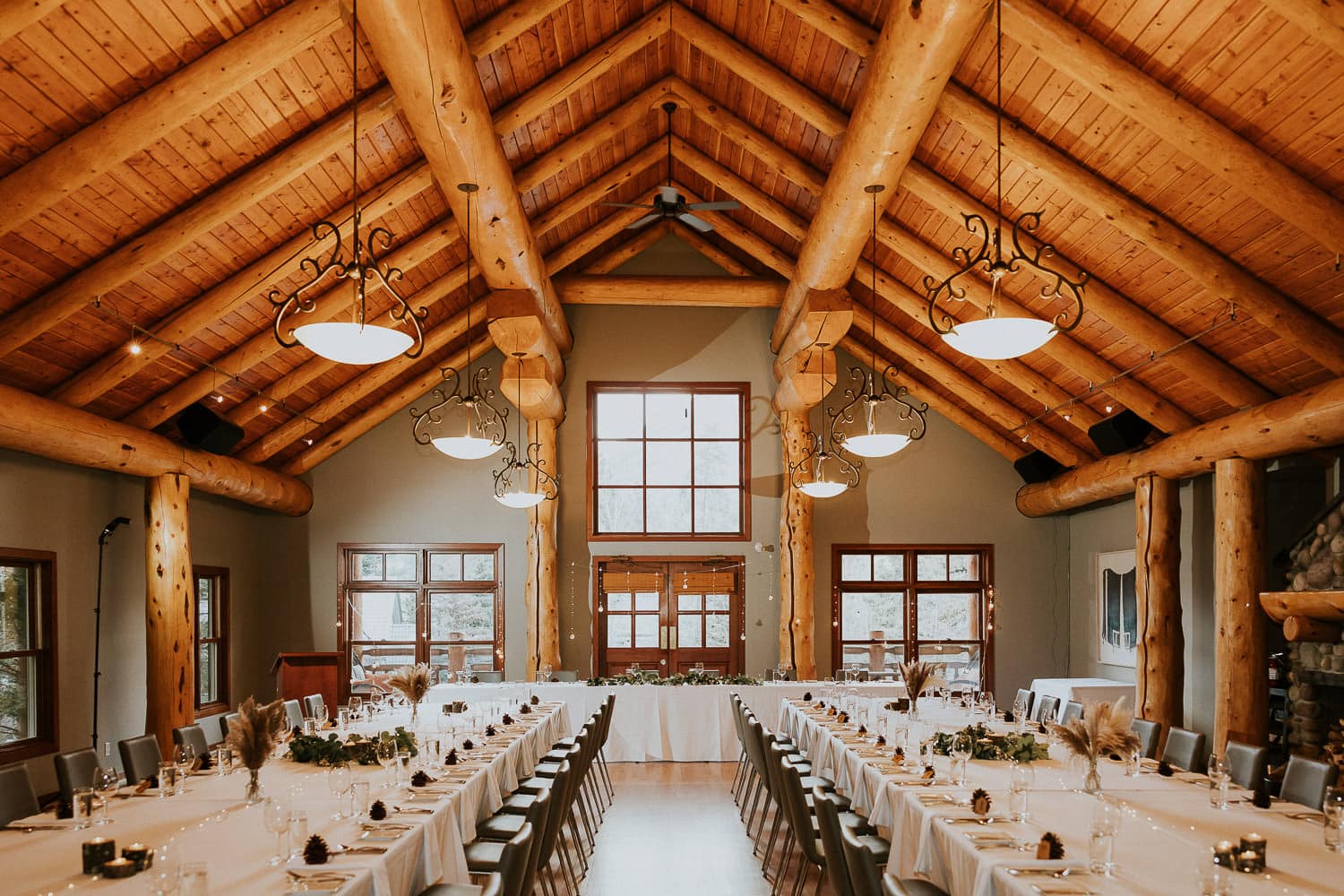 Buffalo Mountain Lodge reception set up for intimate Wedding in the Canadian Rockies